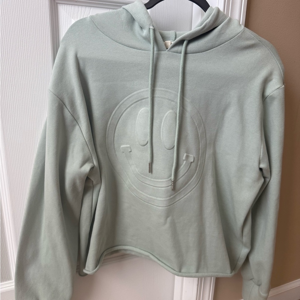 Mint Green Smiley Face Hoodie